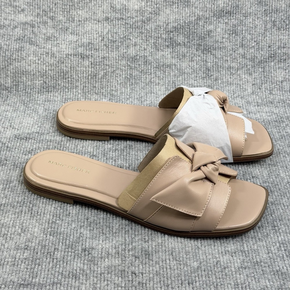 Marc Fisher Size-10M Women's Finey Light Natural Flat Sandal Beige